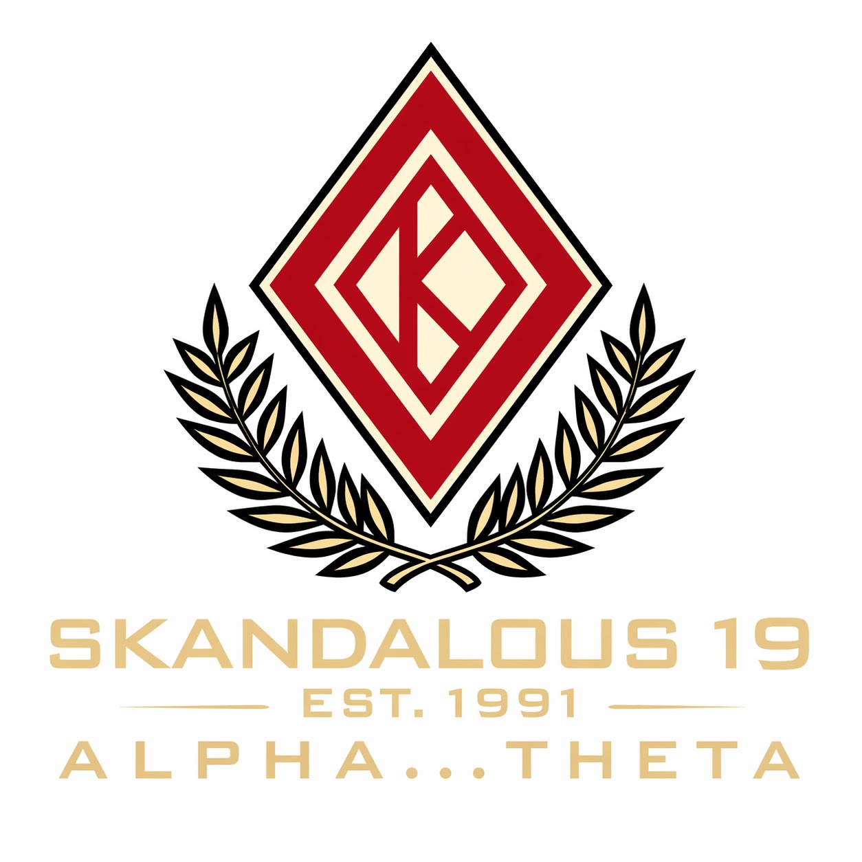 Skandalous 19 crest — Est. 1991, Alpha Theta